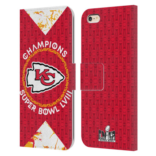 NFL 2024 Super Bowl LVIII Champions Kansas City Chiefs Patterns Leather Book Wallet Case Cover For Apple iPhone 6 Plus / iPhone 6s Plus