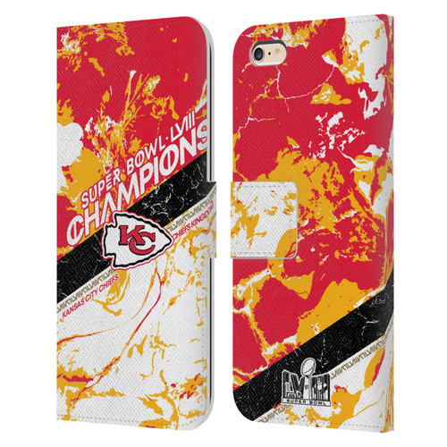 NFL 2024 Super Bowl LVIII Champions Kansas City Chiefs Marble Leather Book Wallet Case Cover For Apple iPhone 6 Plus / iPhone 6s Plus