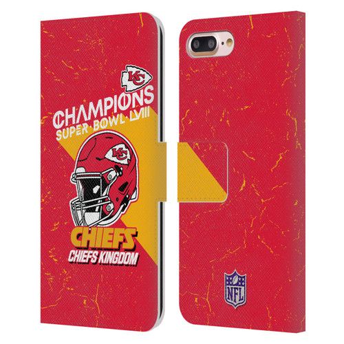 NFL 2024 Super Bowl LVIII Champions Kansas City Chiefs Helmet Leather Book Wallet Case Cover For Apple iPhone 7 Plus / iPhone 8 Plus