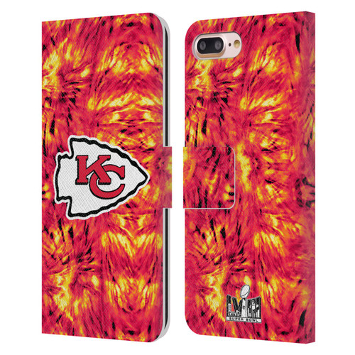 NFL 2024 Super Bowl LVIII Champions Kansas City Chiefs Tie Dye Leather Book Wallet Case Cover For Apple iPhone 7 Plus / iPhone 8 Plus