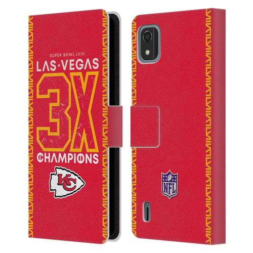 NFL 2024 Super Bowl LVIII Champions Kansas City Chiefs 3x Champ Leather Book Wallet Case Cover For Nokia C2 2nd Edition