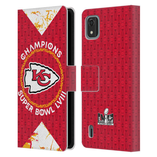 NFL 2024 Super Bowl LVIII Champions Kansas City Chiefs Patterns Leather Book Wallet Case Cover For Nokia C2 2nd Edition