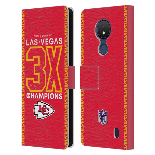 NFL 2024 Super Bowl LVIII Champions Kansas City Chiefs 3x Champ Leather Book Wallet Case Cover For Nokia C21