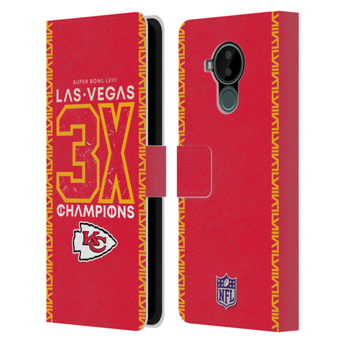 NFL 2024 Super Bowl LVIII Champions Kansas City Chiefs 3x Champ Leather Book Wallet Case Cover For Nokia C30