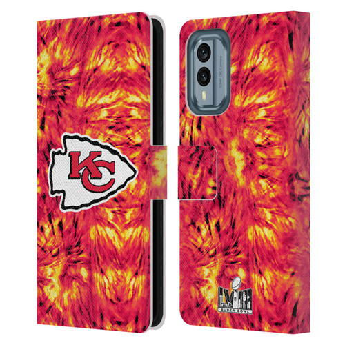 NFL 2024 Super Bowl LVIII Champions Kansas City Chiefs Tie Dye Leather Book Wallet Case Cover For Nokia X30