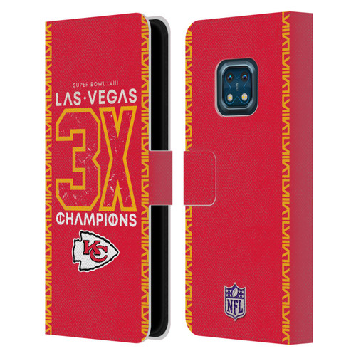 NFL 2024 Super Bowl LVIII Champions Kansas City Chiefs 3x Champ Leather Book Wallet Case Cover For Nokia XR20
