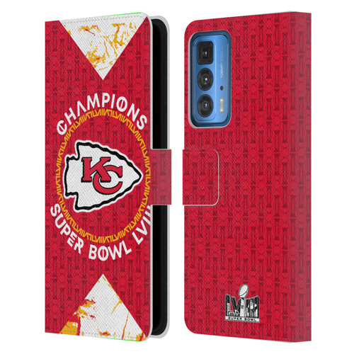 NFL 2024 Super Bowl LVIII Champions Kansas City Chiefs Patterns Leather Book Wallet Case Cover For Motorola Edge (2022)