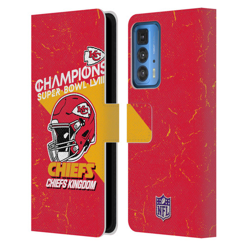 NFL 2024 Super Bowl LVIII Champions Kansas City Chiefs Helmet Leather Book Wallet Case Cover For Motorola Edge 20 Pro