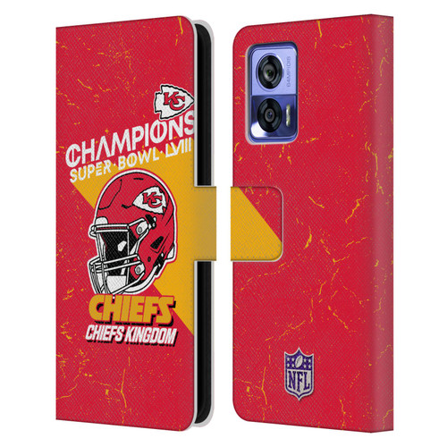 NFL 2024 Super Bowl LVIII Champions Kansas City Chiefs Helmet Leather Book Wallet Case Cover For Motorola Edge 30 Neo 5G