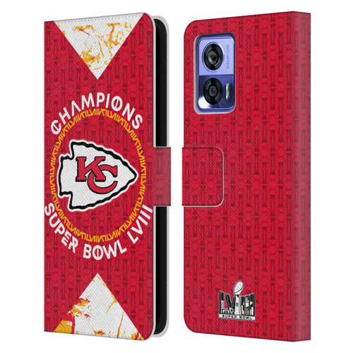 NFL 2024 Super Bowl LVIII Champions Kansas City Chiefs Patterns Leather Book Wallet Case Cover For Motorola Edge 30 Neo 5G