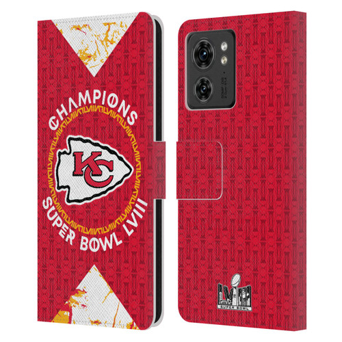 NFL 2024 Super Bowl LVIII Champions Kansas City Chiefs Patterns Leather Book Wallet Case Cover For Motorola Moto Edge 40