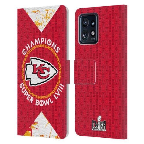 NFL 2024 Super Bowl LVIII Champions Kansas City Chiefs Patterns Leather Book Wallet Case Cover For Motorola Moto Edge 40 Pro