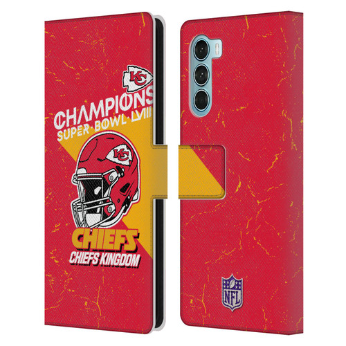 NFL 2024 Super Bowl LVIII Champions Kansas City Chiefs Helmet Leather Book Wallet Case Cover For Motorola Edge S30 / Moto G200 5G