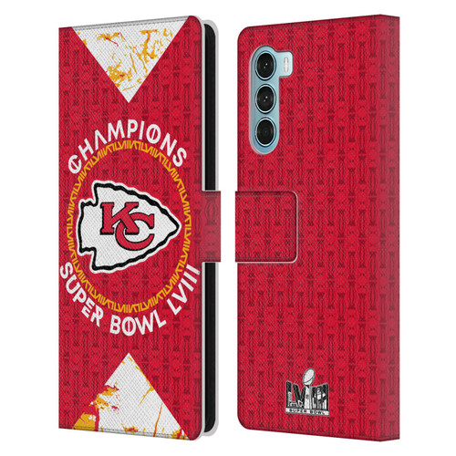 NFL 2024 Super Bowl LVIII Champions Kansas City Chiefs Patterns Leather Book Wallet Case Cover For Motorola Edge S30 / Moto G200 5G