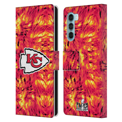 NFL 2024 Super Bowl LVIII Champions Kansas City Chiefs Tie Dye Leather Book Wallet Case Cover For Motorola Edge S30 / Moto G200 5G