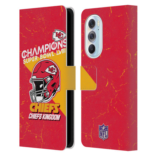 NFL 2024 Super Bowl LVIII Champions Kansas City Chiefs Helmet Leather Book Wallet Case Cover For Motorola Edge X30