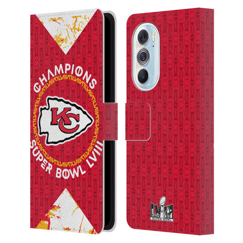 NFL 2024 Super Bowl LVIII Champions Kansas City Chiefs Patterns Leather Book Wallet Case Cover For Motorola Edge X30