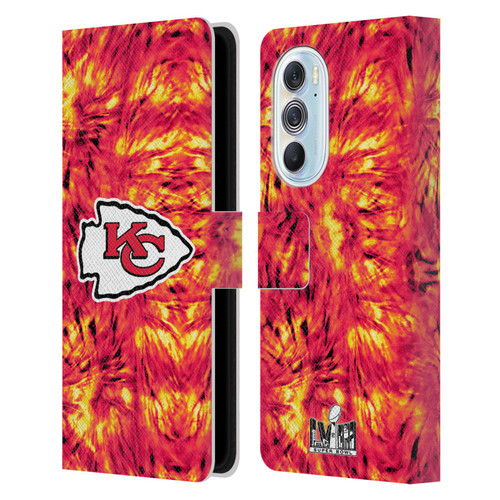 NFL 2024 Super Bowl LVIII Champions Kansas City Chiefs Tie Dye Leather Book Wallet Case Cover For Motorola Edge X30