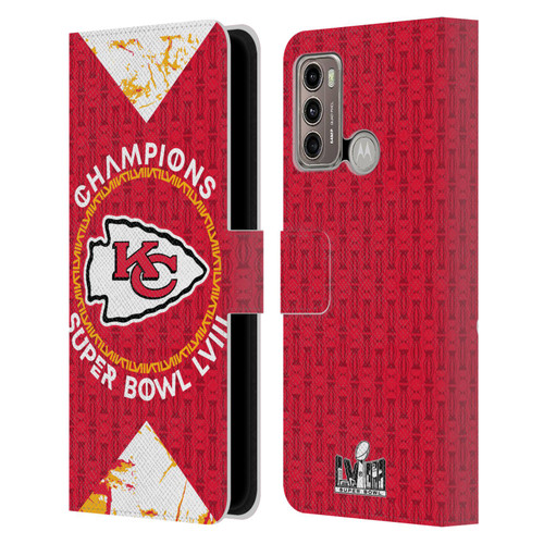 NFL 2024 Super Bowl LVIII Champions Kansas City Chiefs Patterns Leather Book Wallet Case Cover For Motorola Moto G60 / Moto G40 Fusion