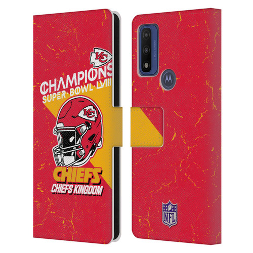 NFL 2024 Super Bowl LVIII Champions Kansas City Chiefs Helmet Leather Book Wallet Case Cover For Motorola G Pure