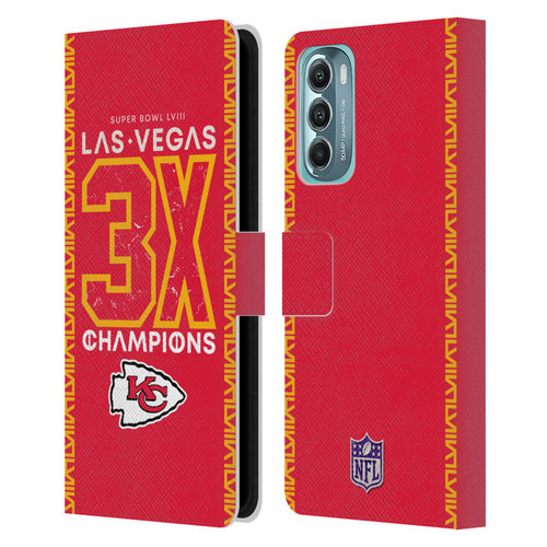 NFL 2024 Super Bowl LVIII Champions Kansas City Chiefs 3x Champ Leather Book Wallet Case Cover For Motorola Moto G Stylus 5G (2022)