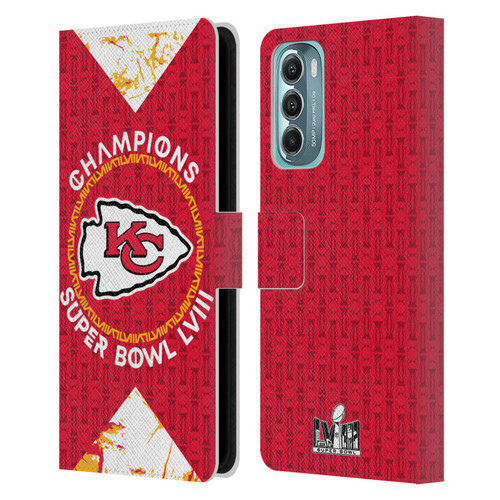NFL 2024 Super Bowl LVIII Champions Kansas City Chiefs Patterns Leather Book Wallet Case Cover For Motorola Moto G Stylus 5G (2022)