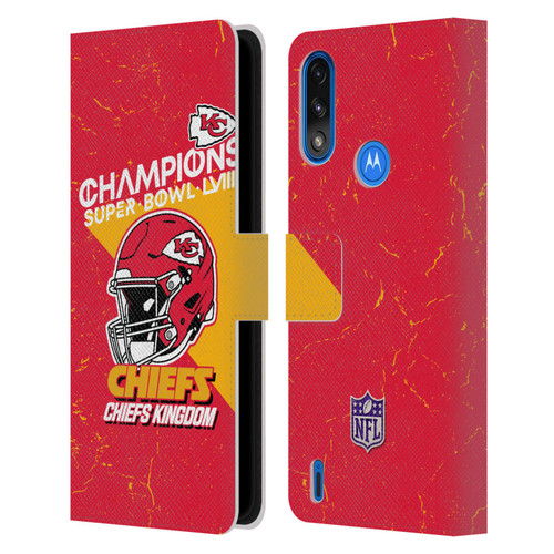 NFL 2024 Super Bowl LVIII Champions Kansas City Chiefs Helmet Leather Book Wallet Case Cover For Motorola Moto E7 Power / Moto E7i Power