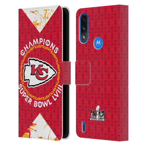 NFL 2024 Super Bowl LVIII Champions Kansas City Chiefs Patterns Leather Book Wallet Case Cover For Motorola Moto E7 Power / Moto E7i Power