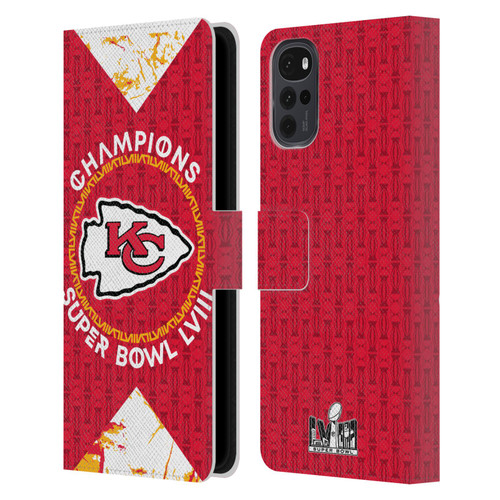 NFL 2024 Super Bowl LVIII Champions Kansas City Chiefs Patterns Leather Book Wallet Case Cover For Motorola Moto G22