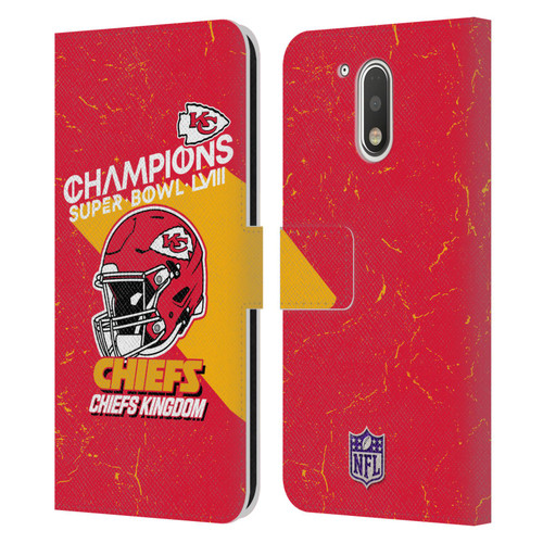 NFL 2024 Super Bowl LVIII Champions Kansas City Chiefs Helmet Leather Book Wallet Case Cover For Motorola Moto G41