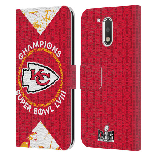 NFL 2024 Super Bowl LVIII Champions Kansas City Chiefs Patterns Leather Book Wallet Case Cover For Motorola Moto G41