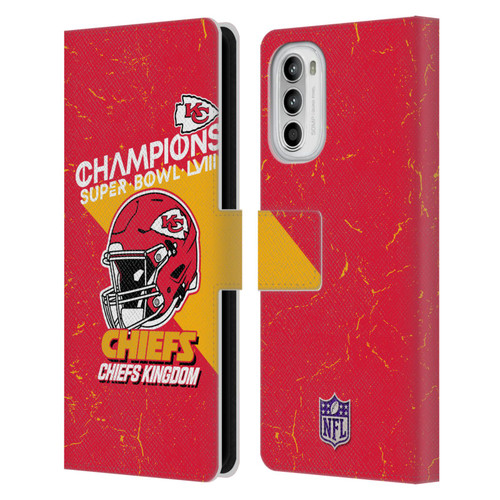 NFL 2024 Super Bowl LVIII Champions Kansas City Chiefs Helmet Leather Book Wallet Case Cover For Motorola Moto G52