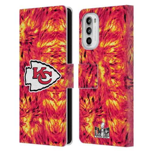 NFL 2024 Super Bowl LVIII Champions Kansas City Chiefs Tie Dye Leather Book Wallet Case Cover For Motorola Moto G52