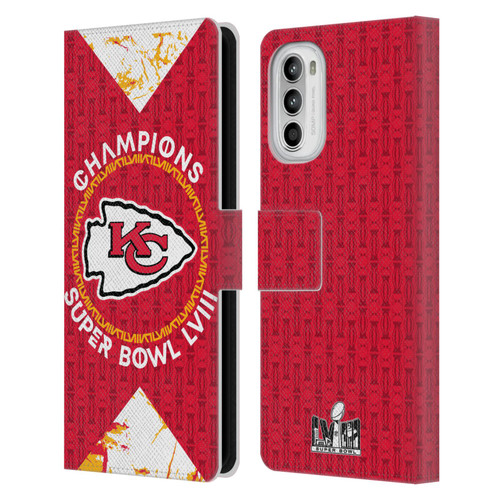NFL 2024 Super Bowl LVIII Champions Kansas City Chiefs Patterns Leather Book Wallet Case Cover For Motorola Moto G52