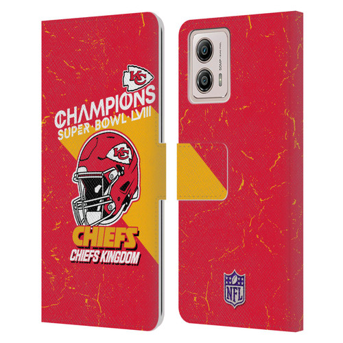 NFL 2024 Super Bowl LVIII Champions Kansas City Chiefs Helmet Leather Book Wallet Case Cover For Motorola Moto G53 5G