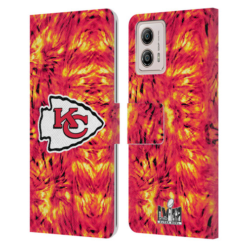 NFL 2024 Super Bowl LVIII Champions Kansas City Chiefs Tie Dye Leather Book Wallet Case Cover For Motorola Moto G53 5G