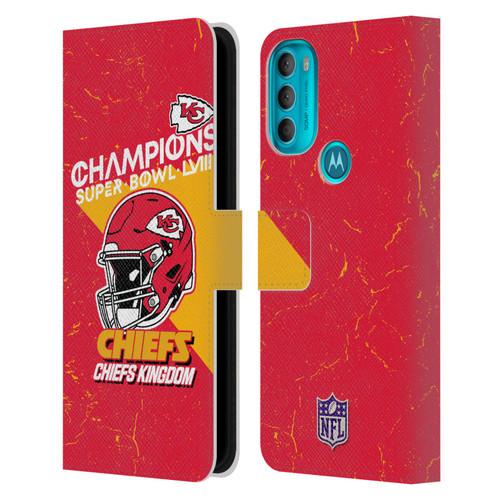 NFL 2024 Super Bowl LVIII Champions Kansas City Chiefs Helmet Leather Book Wallet Case Cover For Motorola Moto G71 5G