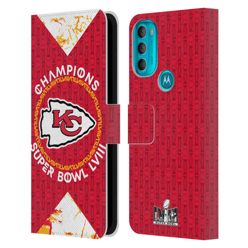 NFL 2024 Super Bowl LVIII Champions Kansas City Chiefs Patterns Leather Book Wallet Case Cover For Motorola Moto G71 5G