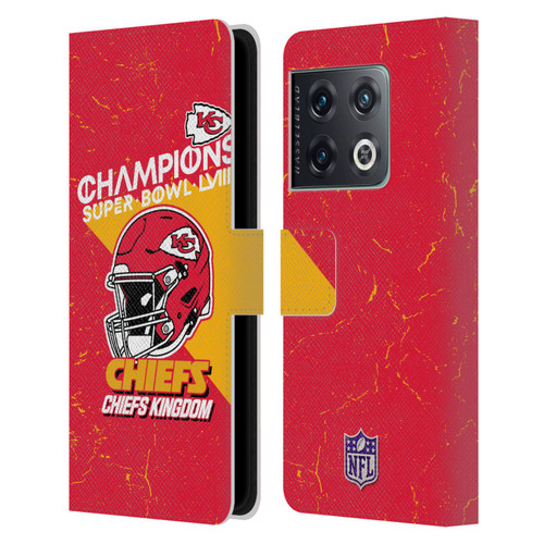 NFL 2024 Super Bowl LVIII Champions Kansas City Chiefs Helmet Leather Book Wallet Case Cover For OnePlus 10 Pro