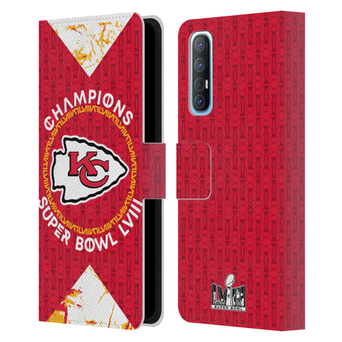 NFL 2024 Super Bowl LVIII Champions Kansas City Chiefs Patterns Leather Book Wallet Case Cover For OPPO Find X2 Neo 5G