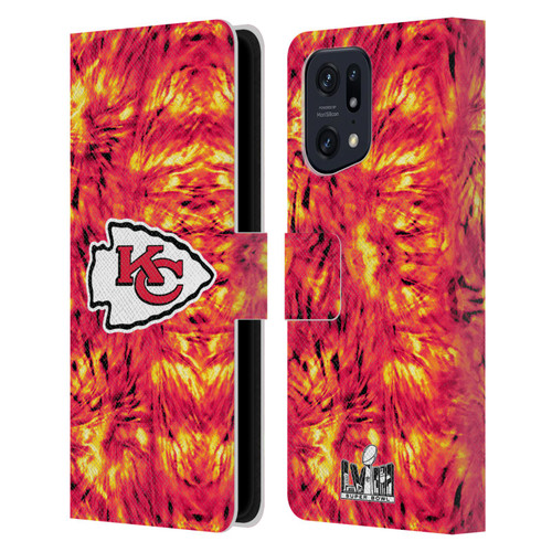 NFL 2024 Super Bowl LVIII Champions Kansas City Chiefs Tie Dye Leather Book Wallet Case Cover For OPPO Find X5