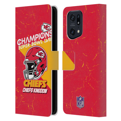 NFL 2024 Super Bowl LVIII Champions Kansas City Chiefs Helmet Leather Book Wallet Case Cover For OPPO Find X5 Pro