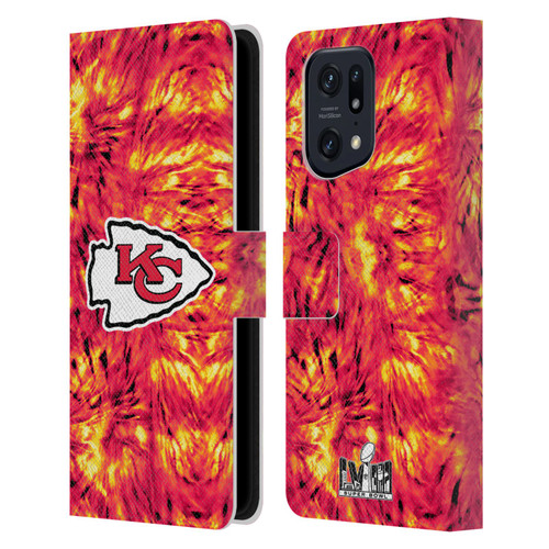 NFL 2024 Super Bowl LVIII Champions Kansas City Chiefs Tie Dye Leather Book Wallet Case Cover For OPPO Find X5 Pro