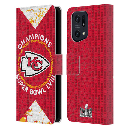 NFL 2024 Super Bowl LVIII Champions Kansas City Chiefs Patterns Leather Book Wallet Case Cover For OPPO Find X5 Pro