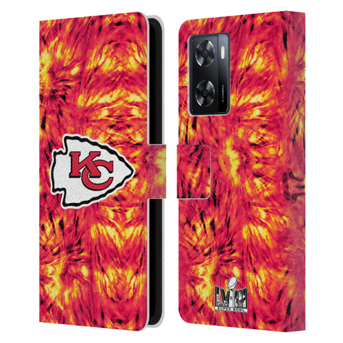 NFL 2024 Super Bowl LVIII Champions Kansas City Chiefs Tie Dye Leather Book Wallet Case Cover For OPPO A57s
