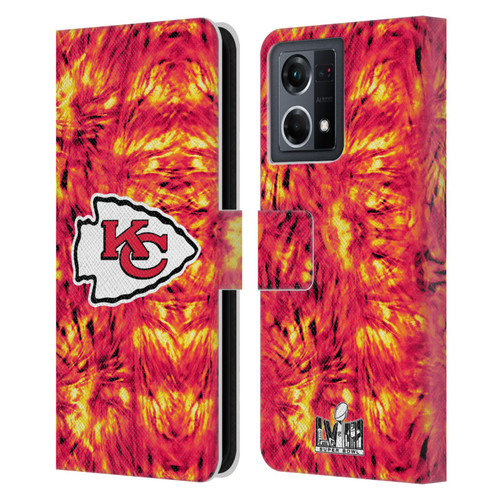 NFL 2024 Super Bowl LVIII Champions Kansas City Chiefs Tie Dye Leather Book Wallet Case Cover For OPPO Reno8 4G