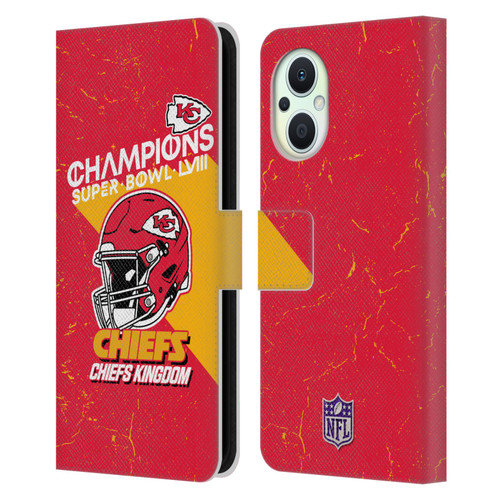 NFL 2024 Super Bowl LVIII Champions Kansas City Chiefs Helmet Leather Book Wallet Case Cover For OPPO Reno8 Lite