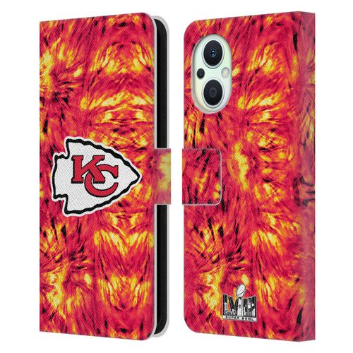 NFL 2024 Super Bowl LVIII Champions Kansas City Chiefs Tie Dye Leather Book Wallet Case Cover For OPPO Reno8 Lite