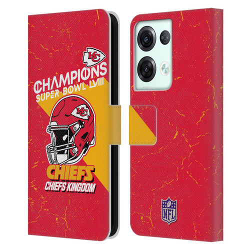 NFL 2024 Super Bowl LVIII Champions Kansas City Chiefs Helmet Leather Book Wallet Case Cover For OPPO Reno8 Pro