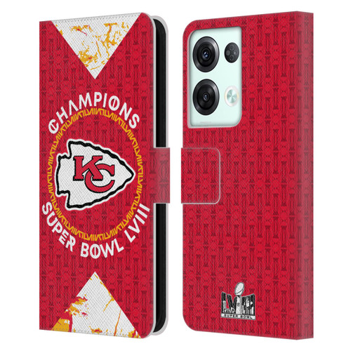 NFL 2024 Super Bowl LVIII Champions Kansas City Chiefs Patterns Leather Book Wallet Case Cover For OPPO Reno8 Pro